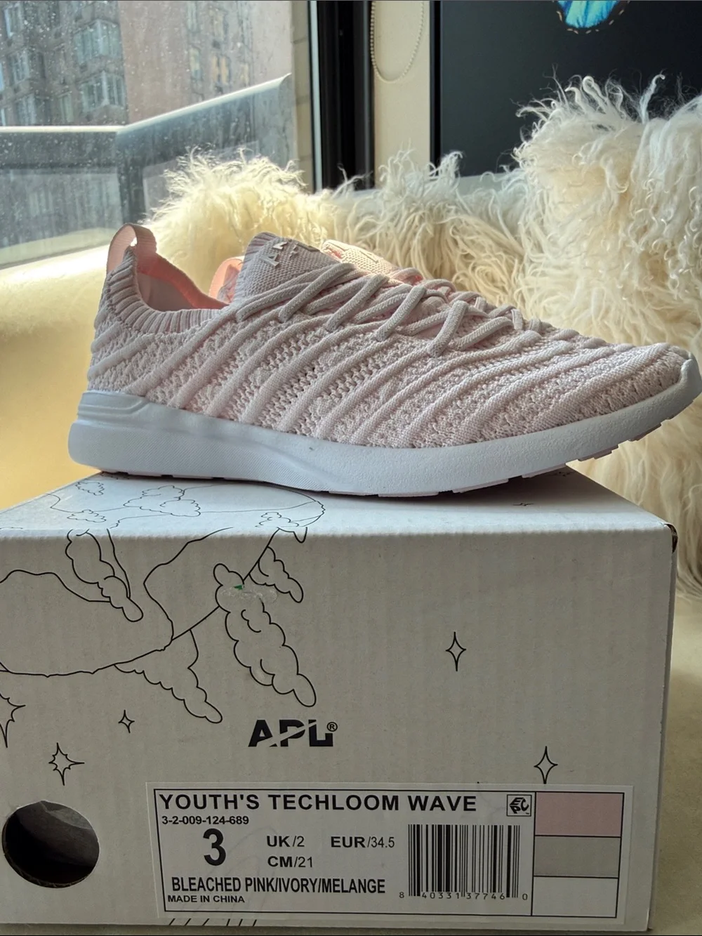 NIB, Ret $119, APL Pink TechLoom Wave Youth Sneakers (Size 3/EUR 34.5)